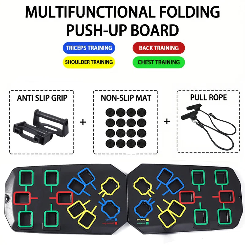 Portable Multifunctional Push-up Board Set With Handles Foldable Fitness Equipment For Chest Abdomen Arms And Back Training