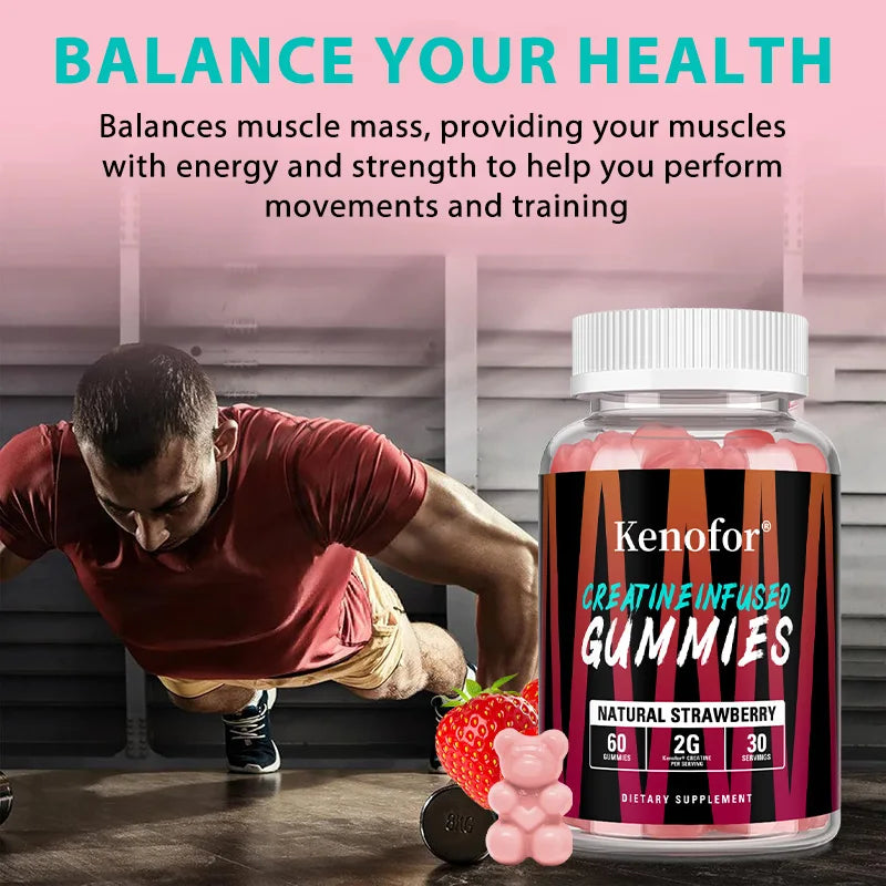 "Creatine monohydrate gummies bottle 60 count"