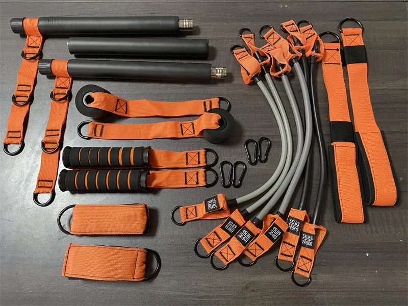 Resistance Band Home Pilates Set with Resistance Bar Bands All-in-One Strength Training Kit for Full Body Workout