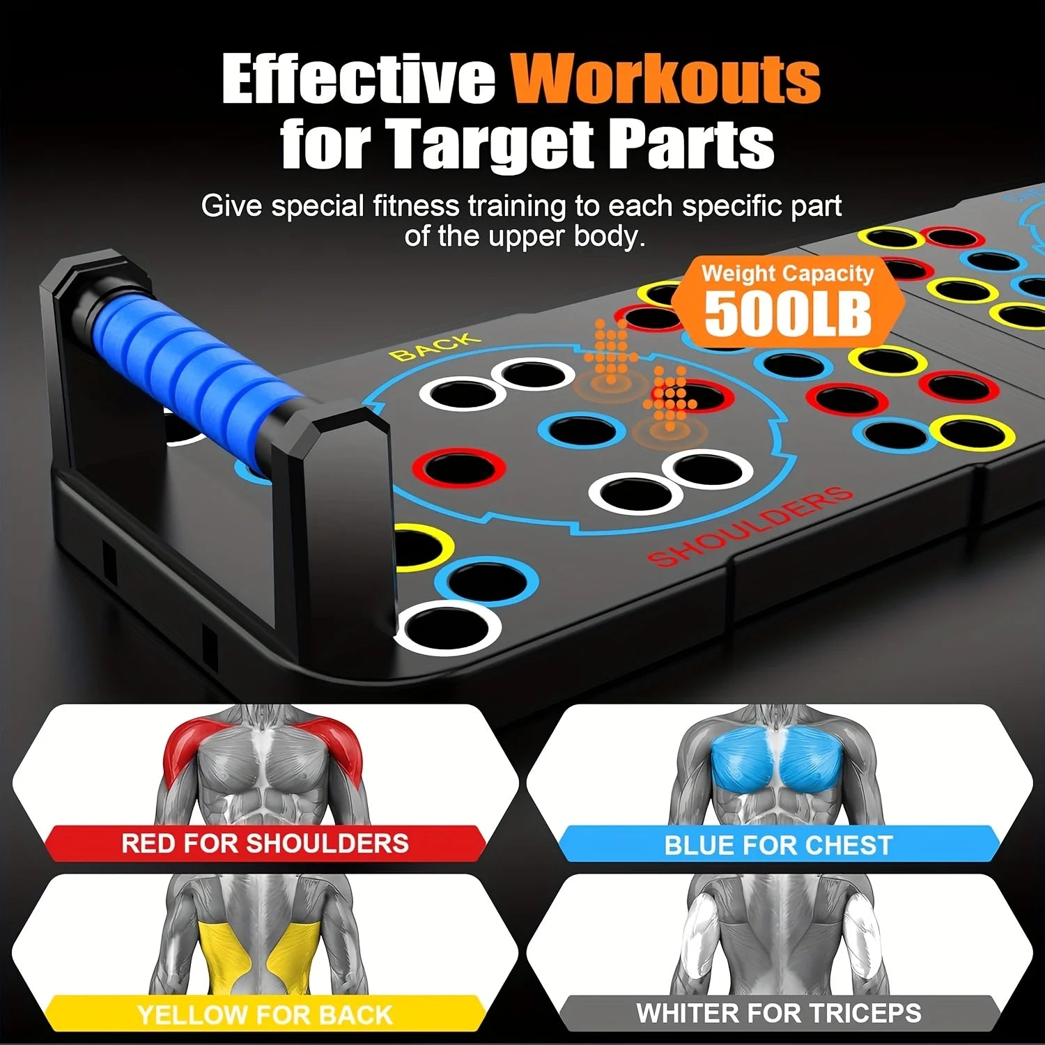 Foldable Push Up Board 54-in-1 - Full Body Workout with Resistance Bands for Home Gym, Push Ups, Pull Ups & Core Training