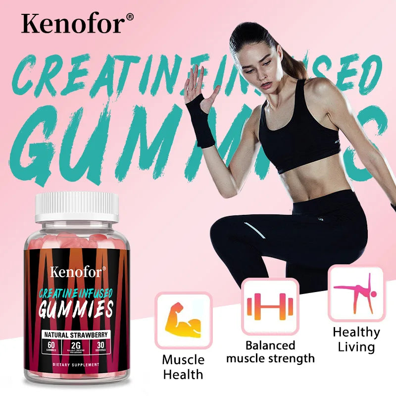 "Creatine monohydrate gummies bottle 60 count"