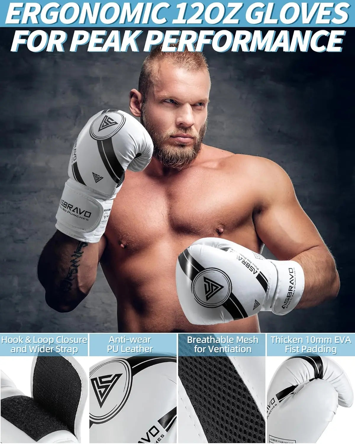 Punching Bag for Adults, 4ft PU Heavy Boxing Bag Set 12OZ Gloves for MMA Muay Thai Kickboxing Training Home Gym, Martial Art