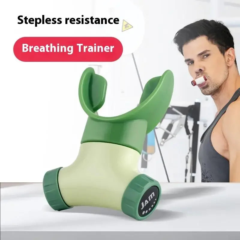 "Portable lung breathing trainer adjustable resistance"