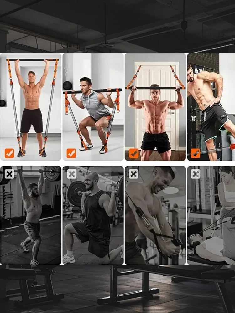 Pilates Bar Kit with Resistance Bands Exercise Bands Set Portable Yoga Pilates Stick for Home Gym Fitness Yoga Strength Training