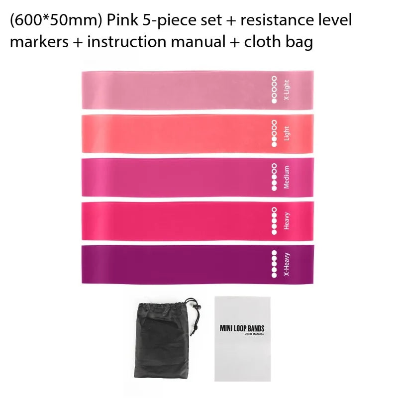 5PCS  Glute Resistance Loops Fitness Elastic Bands Set for Squat Support Yoga Stretching Body Shaping Training Equipment