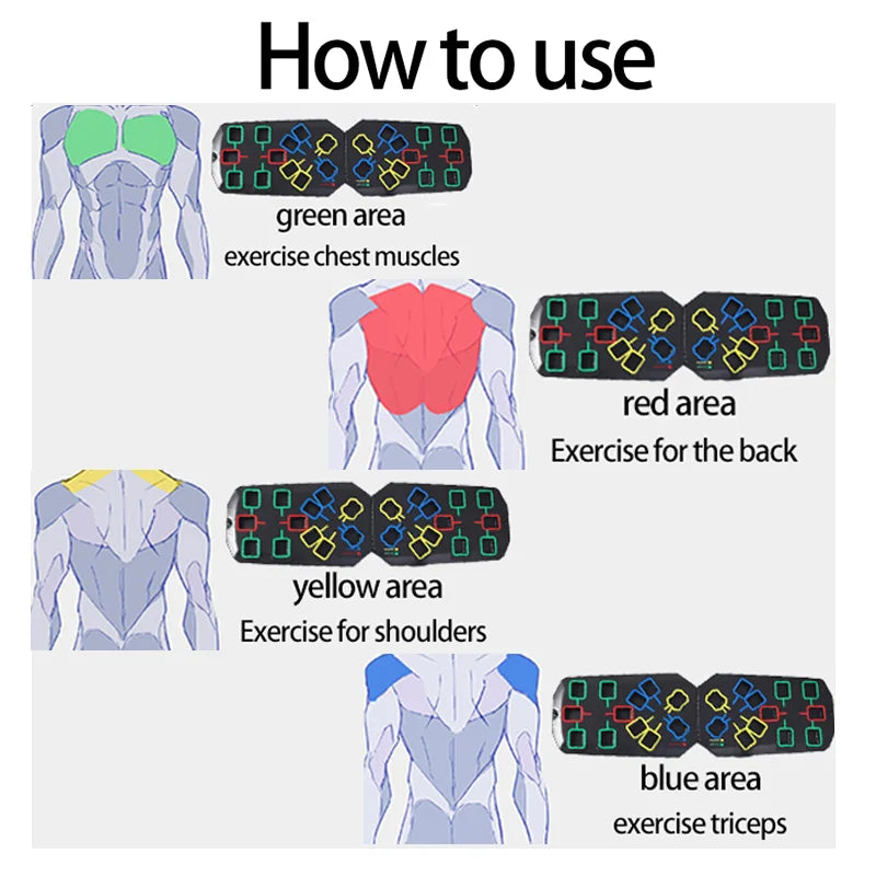 Portable Multifunctional Push-up Board Set With Handles Foldable Fitness Equipment For Chest Abdomen Arms And Back Training