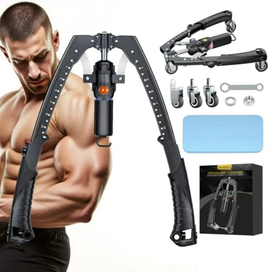 Twister Arm Trainer, 3 in 1 Hydraulic Power Chest Workout Equipment with Ab Roller Wheels and Hooks, Adjustable 22-440lbs Arm Tr