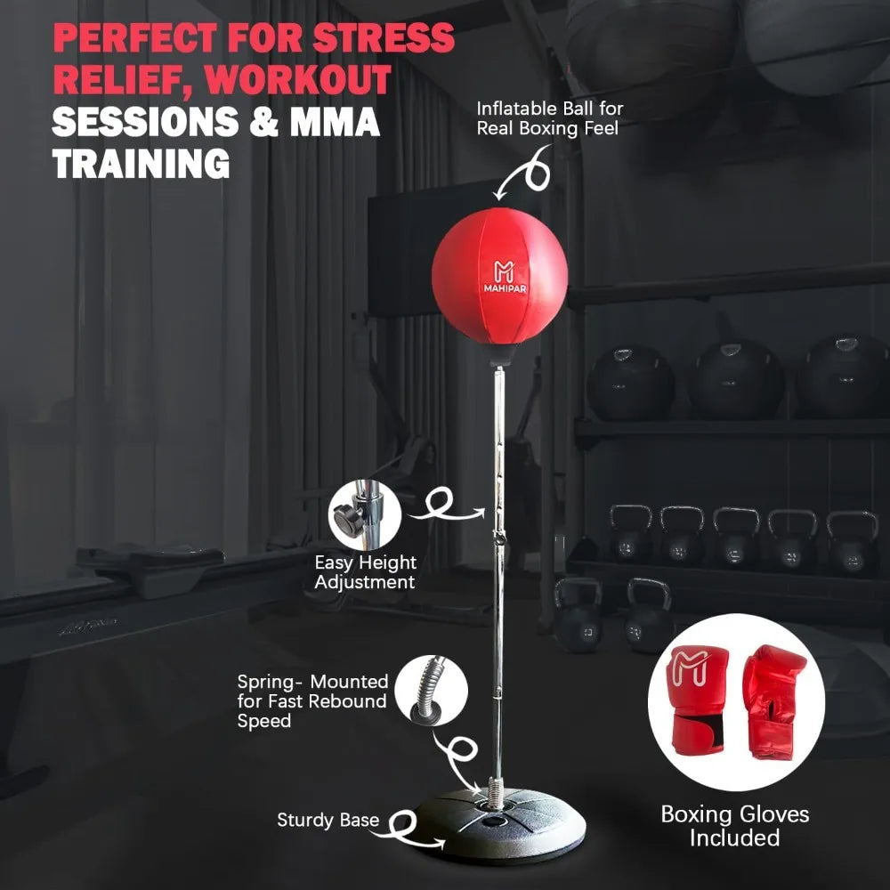 Punching Bag with Stand for Kickboxing, MMA & Reflex Training – Freestanding Heavy Bag Boxing Set with Speed Bag