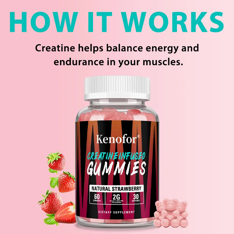 "Creatine monohydrate gummies bottle 60 count"