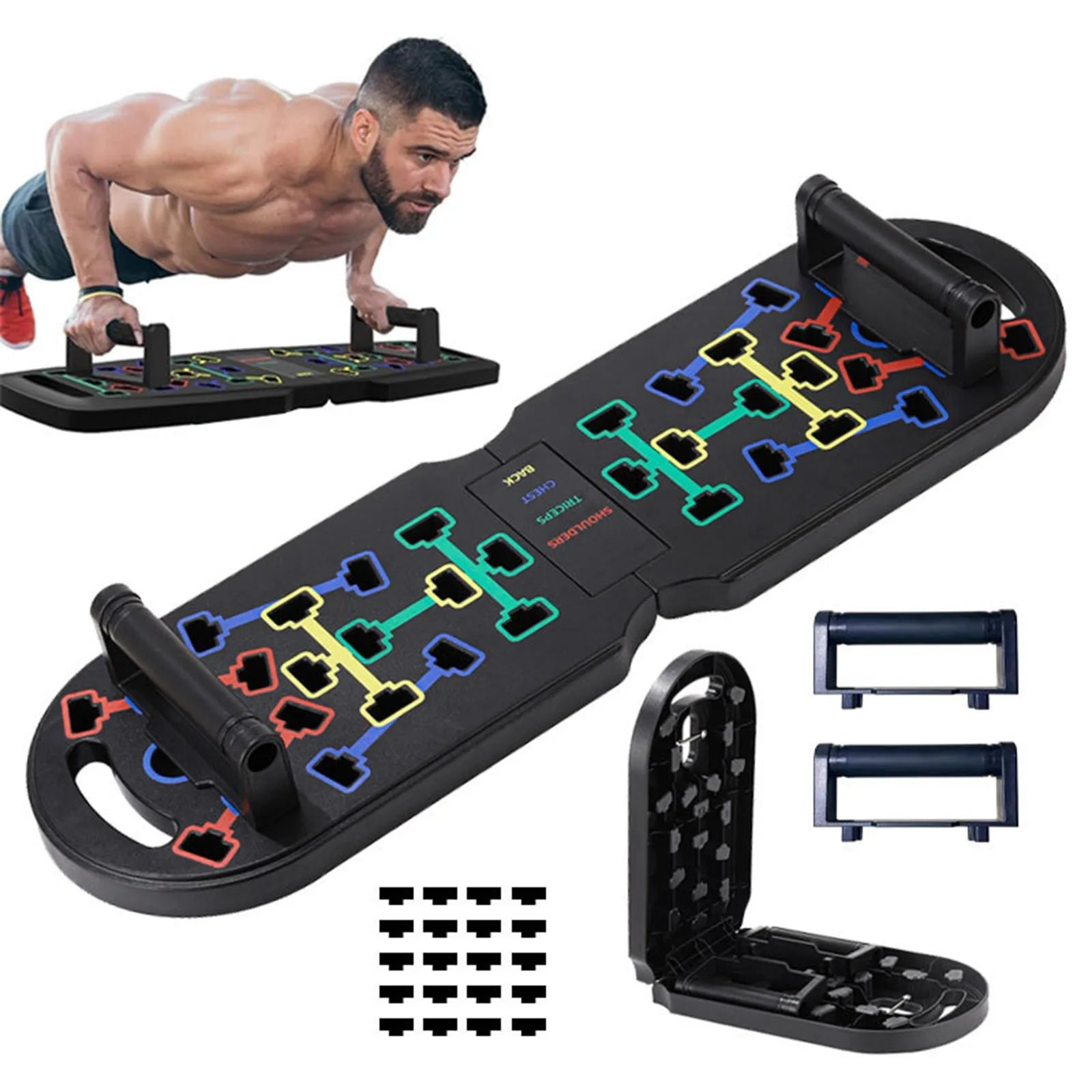 Multifunctional Foldable Push Up Board Set with Handles – Portable Home Strength Trainer