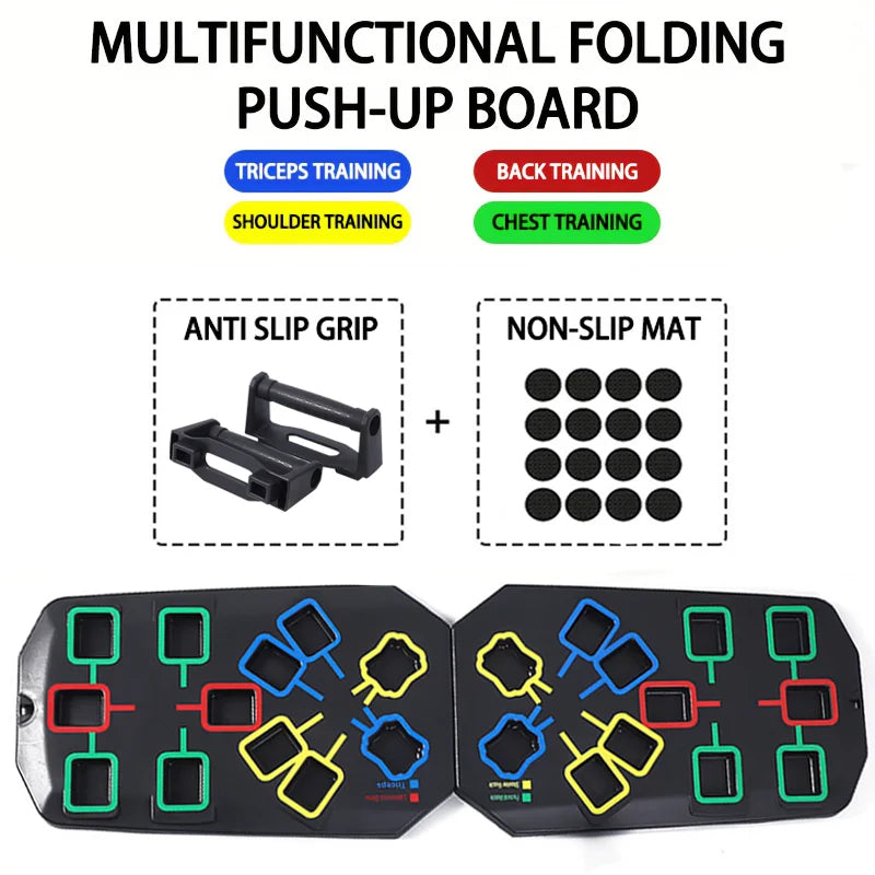 Portable Multifunctional Push-up Board Set With Handles Foldable Fitness Equipment For Chest Abdomen Arms And Back Training