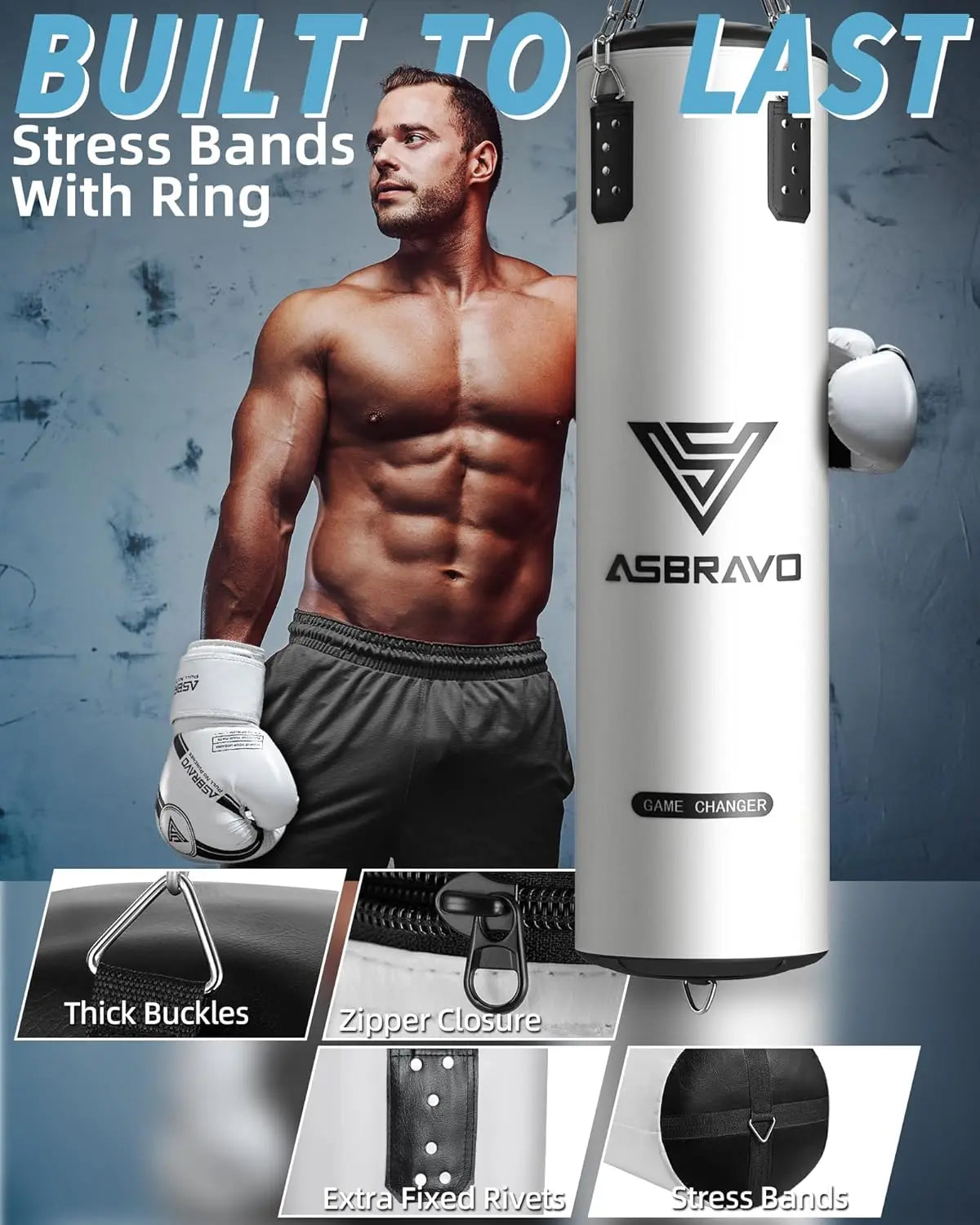 Punching Bag for Adults, 4ft PU Heavy Boxing Bag Set 12OZ Gloves for MMA Muay Thai Kickboxing Training Home Gym, Martial Art