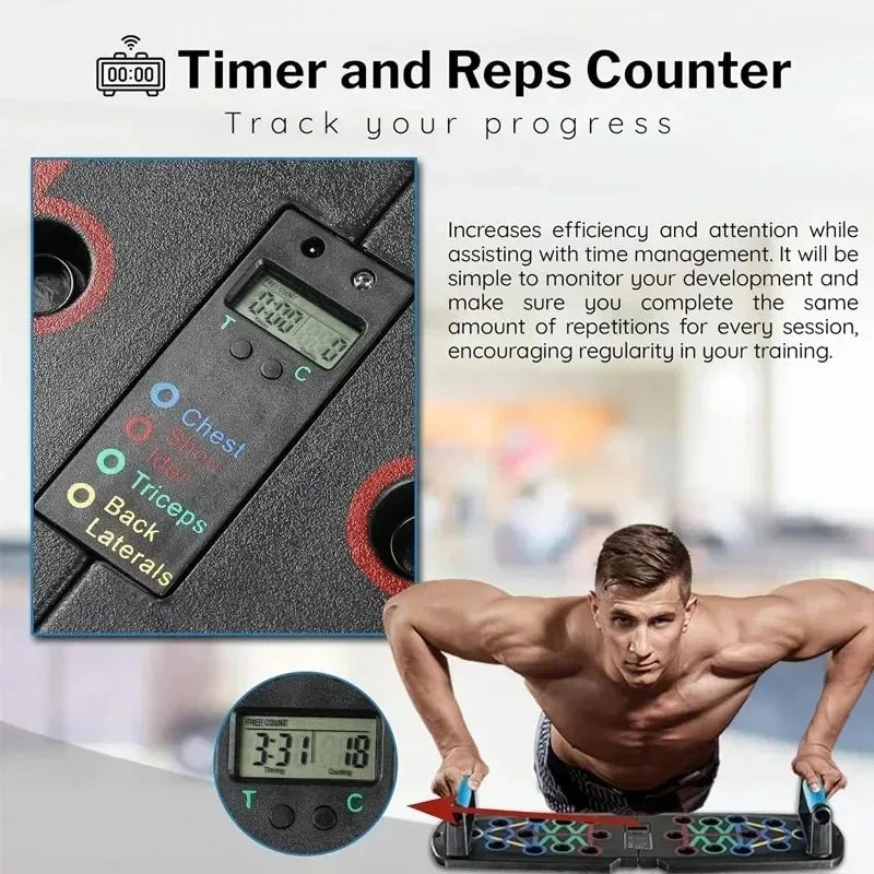 Smart Automatic Count Push-Up Board Foldable Multi-Function Stand with Body Sensor for Core Strength Muscle Training at Home