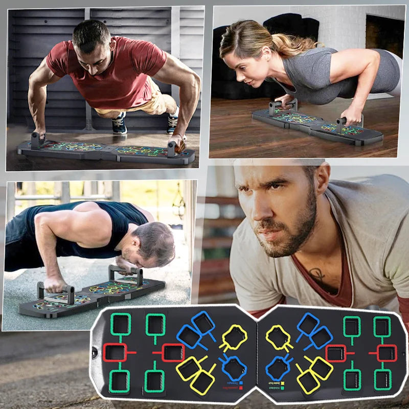 Portable Multifunctional Push-up Board Set With Handles Foldable Fitness Equipment For Chest Abdomen Arms And Back Training