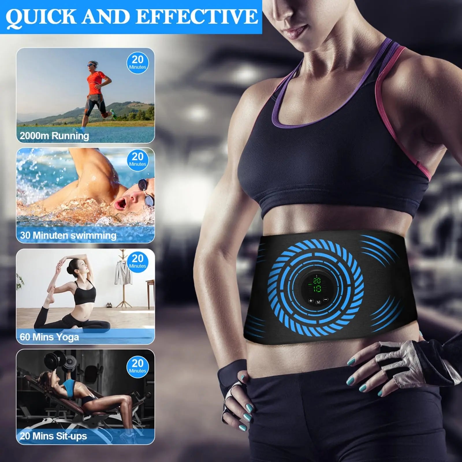 EMS Muscle Stimulator ABS Abdominal Muscle Trainer Adjustable Fiexible Abdominal Toning Belt Home Office Fitness Workout Equipme
