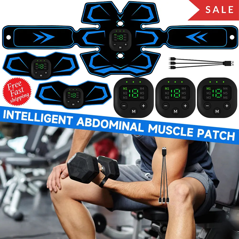 New USB Rechargeable EMS Muscle Stimulator ABS Arm 3 IN 1 Trainer Smart Wireless Fitness Abdominal Training Electric Body Slim