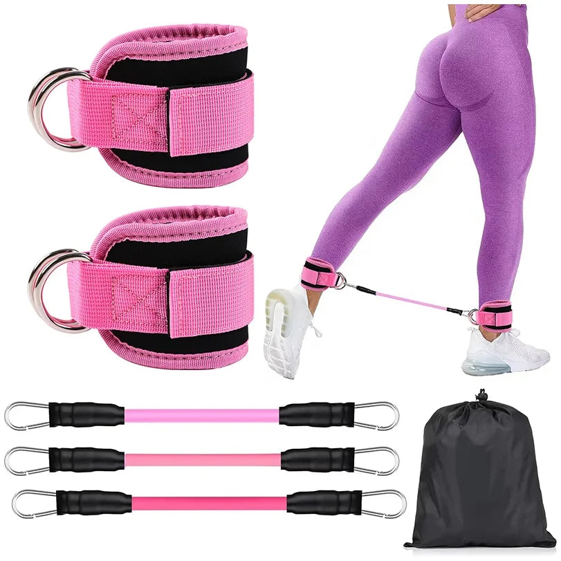Ankle Straps Resistance Bands Set Fitness Workout Yoga Exercise Equipment Glutes Legs Strength Training for Gym Man Woman