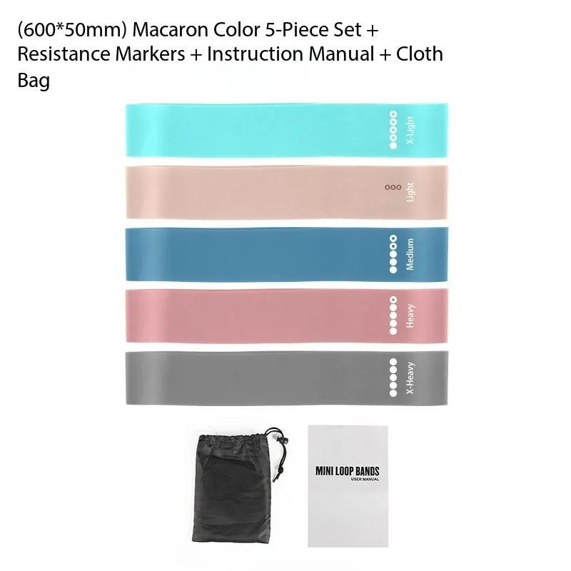 5PCS  Glute Resistance Loops Fitness Elastic Bands Set for Squat Support Yoga Stretching Body Shaping Training Equipment