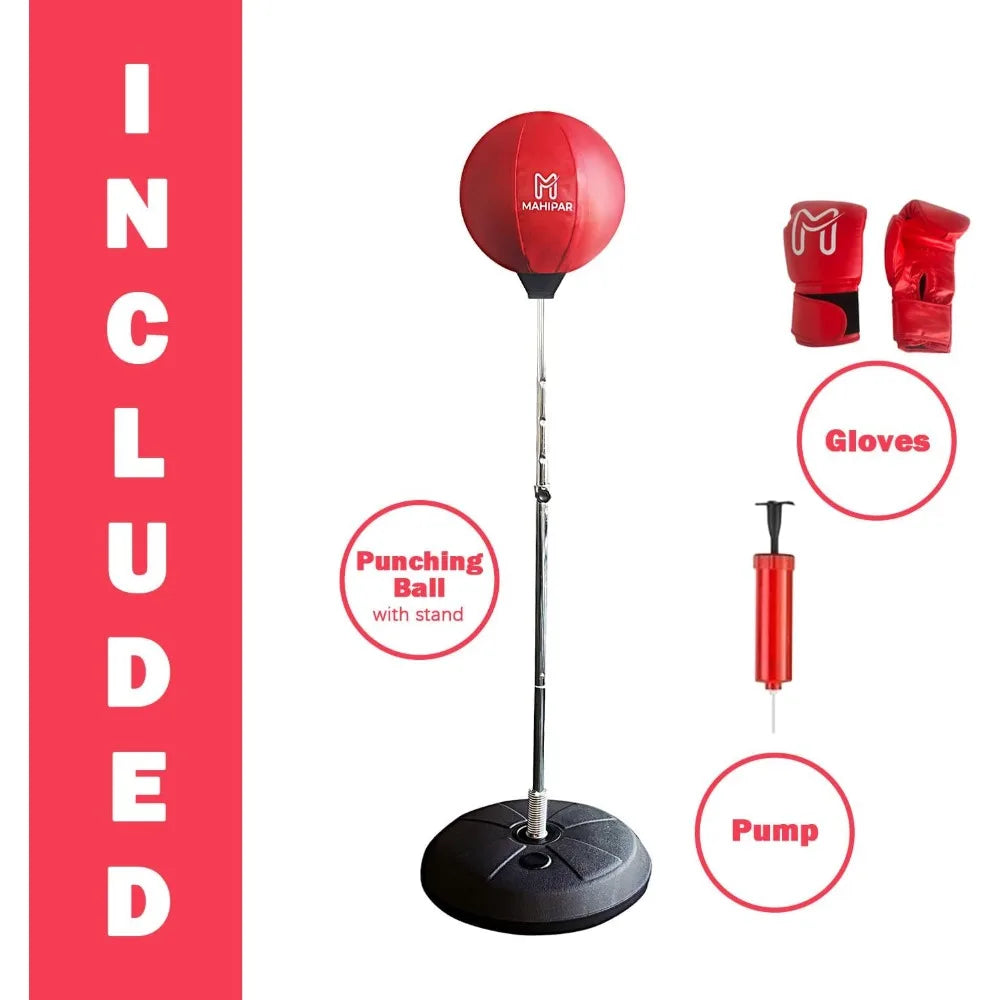 Punching Bag with Stand for Kickboxing, MMA & Reflex Training – Freestanding Heavy Bag Boxing Set with Speed Bag
