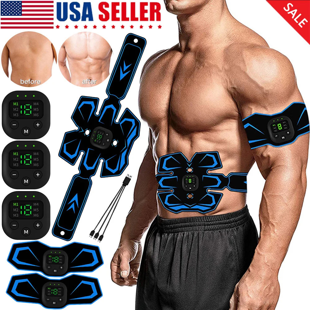 New USB Rechargeable EMS Muscle Stimulator ABS Arm 3 IN 1 Trainer Smart Wireless Fitness Abdominal Training Electric Body Slim