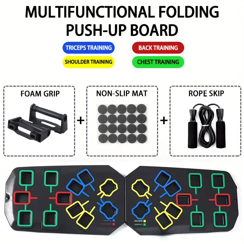 Portable Multifunctional Push-up Board Set With Handles Foldable Fitness Equipment For Chest Abdomen Arms And Back Training