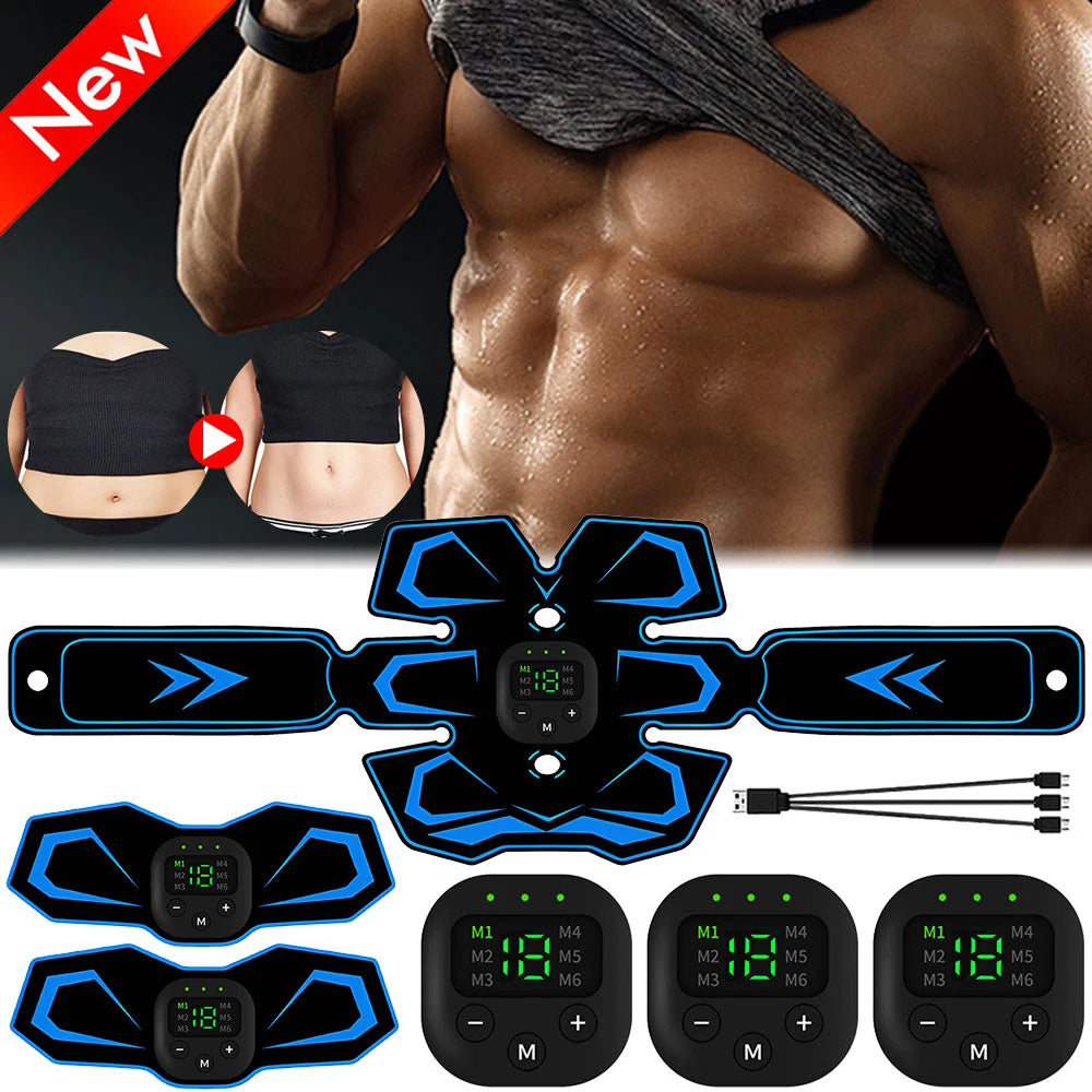 New USB Rechargeable EMS Muscle Stimulator ABS Arm 3 IN 1 Trainer Smart Wireless Fitness Abdominal Training Electric Body Slim