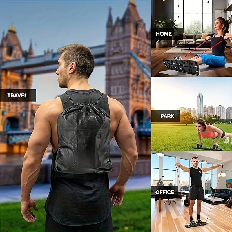 Foldable Push Up Board 54-in-1 - Full Body Workout with Resistance Bands for Home Gym, Push Ups, Pull Ups & Core Training